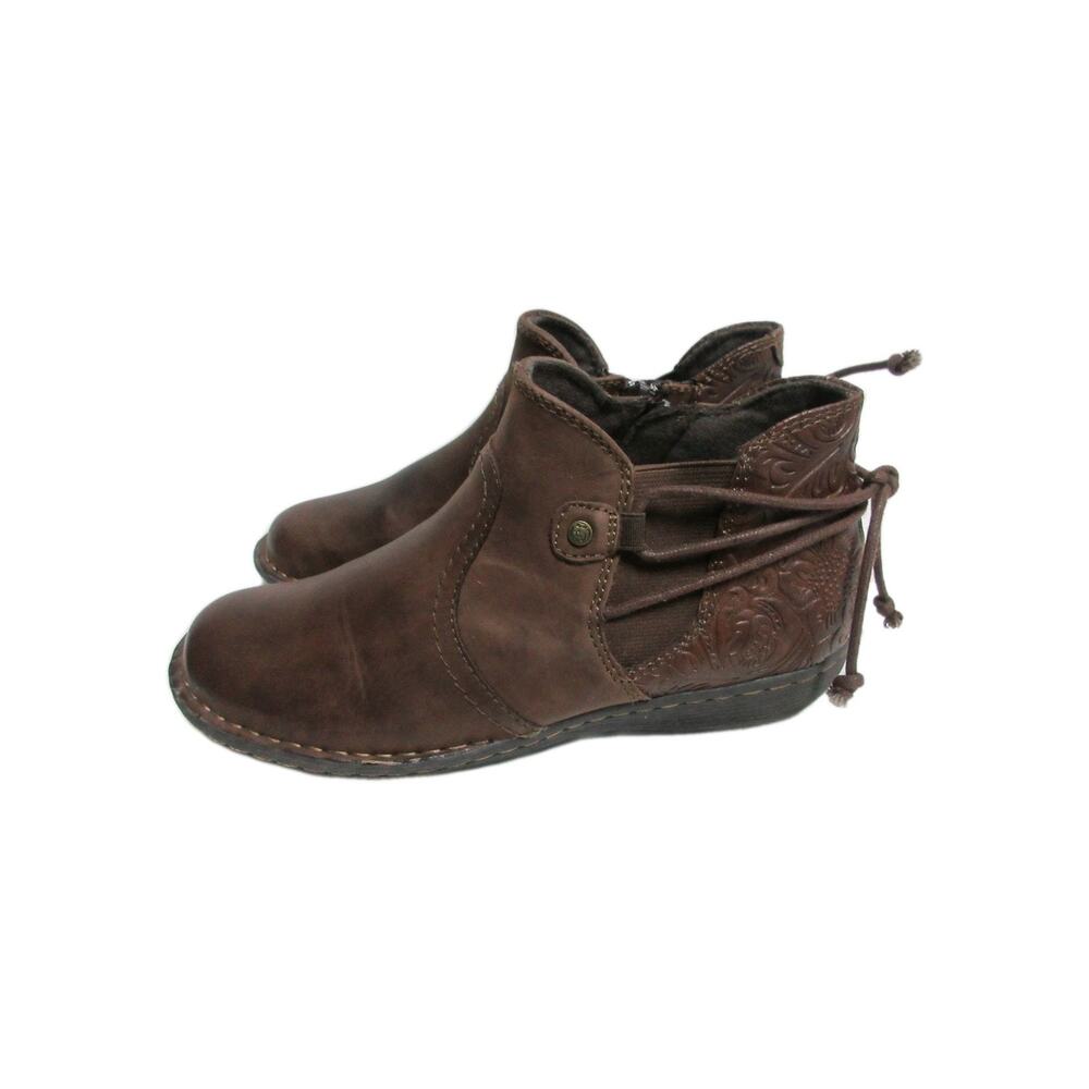 Earth Origins Tamara Trista Brown Leather Ankle Booties Shoes Women's Size 8 M